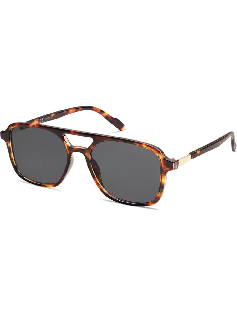 Women's Tortoise Grey Trendy Rectangle Retro Aviator Sunglasses Elegant Design